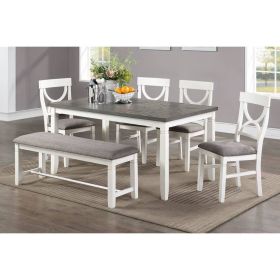 Carrol 6 Piece Wood Dining Set; White and Grey
