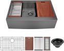 30&quot; L X 21&quot; W Farmhouse Kitchen Sink -Matte Black Stainless Steel 30 in.Single Bowl Farmhouse Apron Workstation Kitchen Sink with Accessory