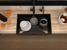 Matt Black Fireclay Farmhouse Kitchen Sink 33 inch Single Bowl Apron Sink with Bottom Grid in & Drain ;  Black Color