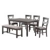 Dasher 6 Piece Wood Dining Set; Grey