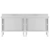 Work Tables with Sliding Doors 2pcs 94.5"x19.7"x(37.4"-38.2") Stainless Steel